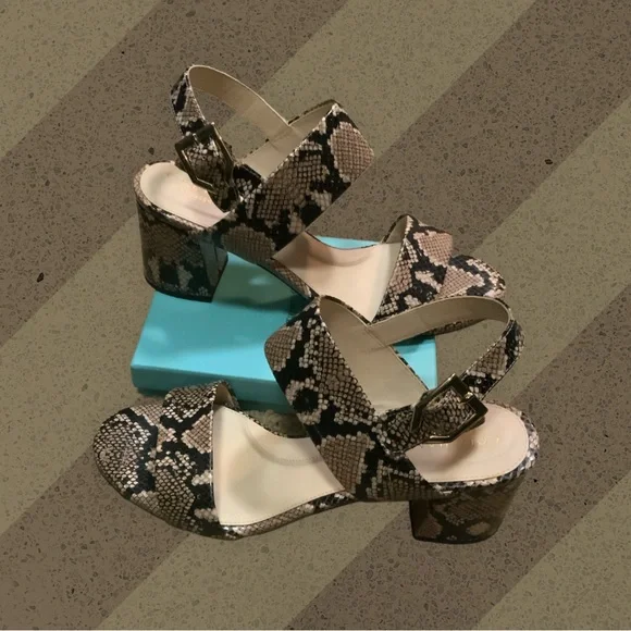 SOLD Cole Haan Avani City Snake Leather Heel Sandals - Picture 1 of 4